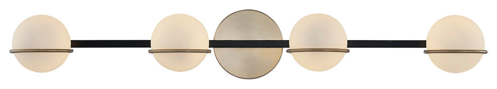 Fusion-Centric 4-Light Bath Bar Matte Black/Brass Finish Opal Glass