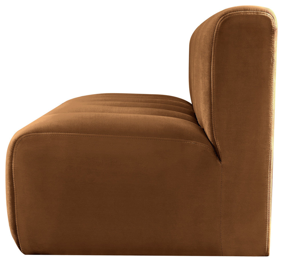 Arc Velvet Upholstered 2-Pc. Modular Sofa, Saddle