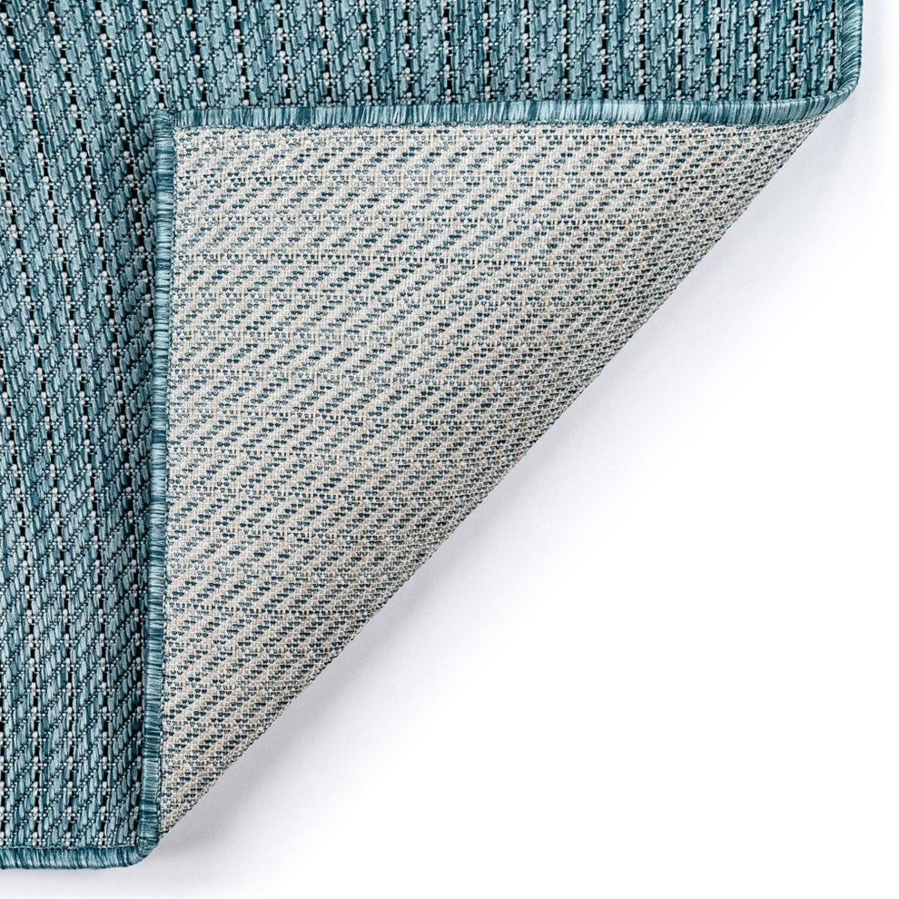 Carmel Texture Stripe Indoor/Outdoor Rug, Aqua, 6'6"x9'3"