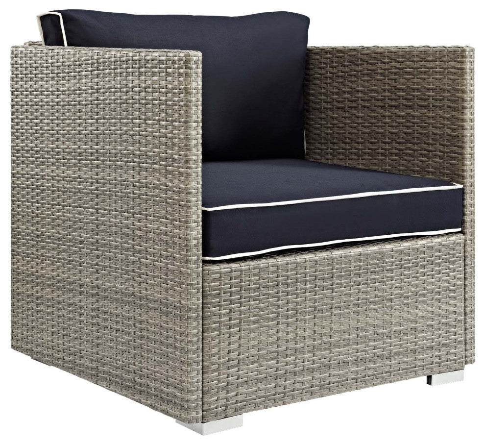 Light Gray Navy Repose 3 Piece Outdoor Patio Sectional Set