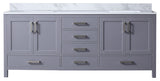 Jacques 80" Dark Gray Double Bath Vanity Cabinet Carrara Marble Top Square Sinks
