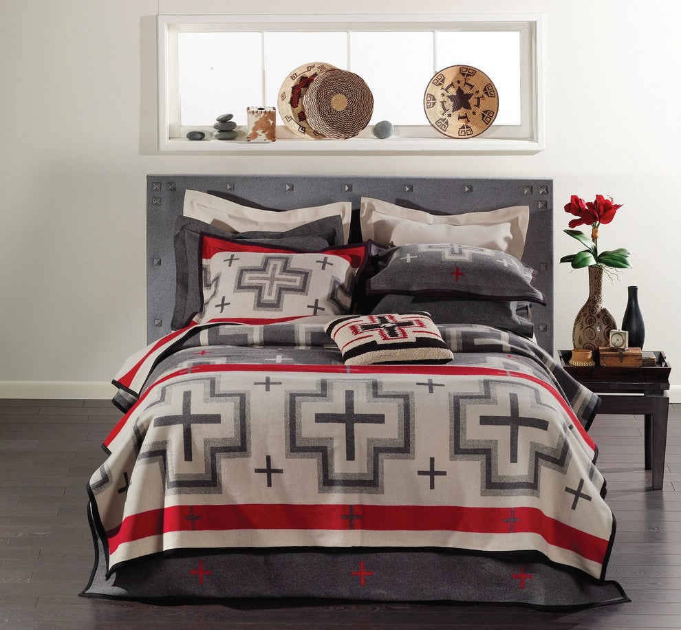 Pendleton San Miguel Blanket, Gray-Cream-Red, King