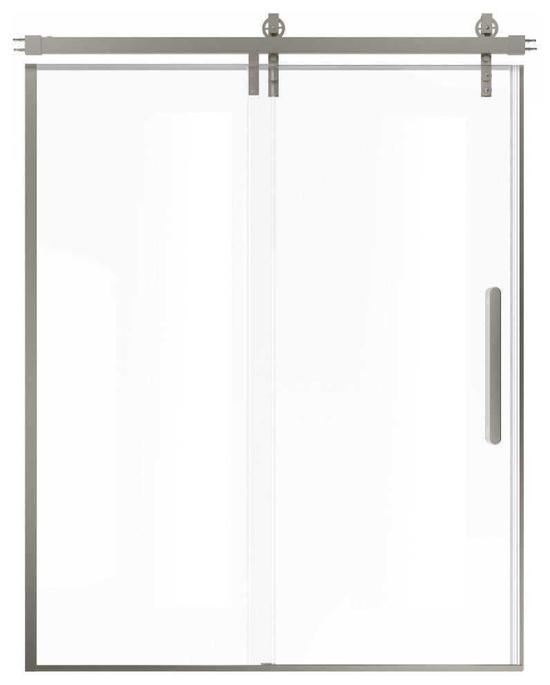 59-in to 60-in x 76-in Frameless Sliding Shower Door, Brushed Nickel
