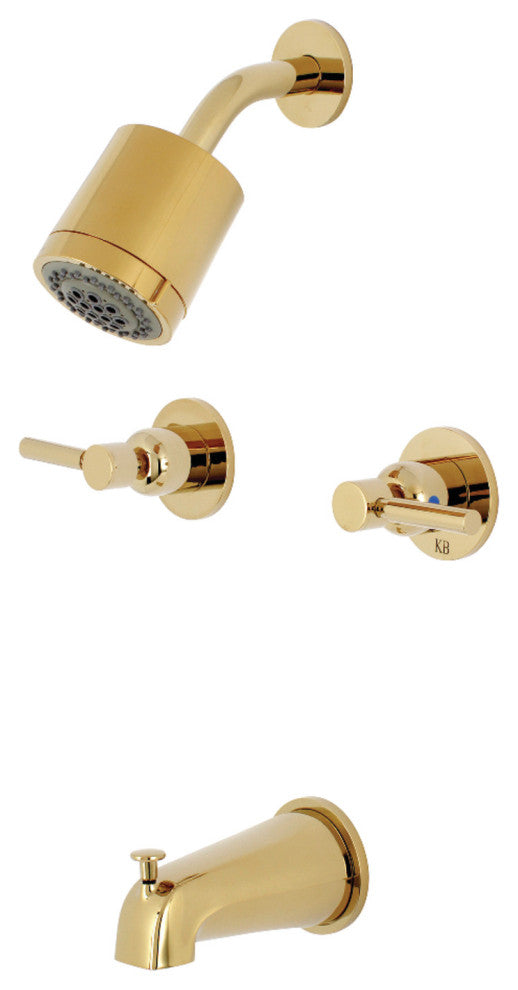 Kingston Brass Two-Handle Tub and Shower Faucet, Polished Brass