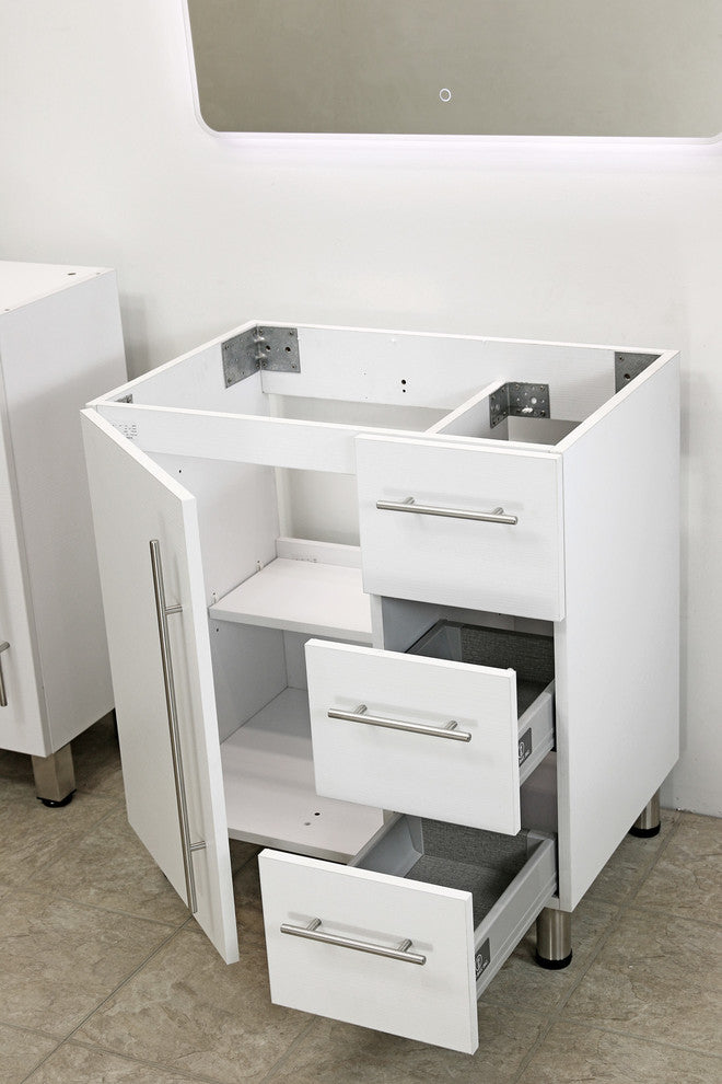 Windbay 30" Free Standing Vanity, White Texture Embossed, White Integrated Sink