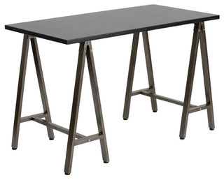 Malcom Black Office Computer Desk With Brown Frame