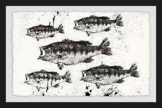 "Black and White Fish" Framed Painting Print, 45"x30"