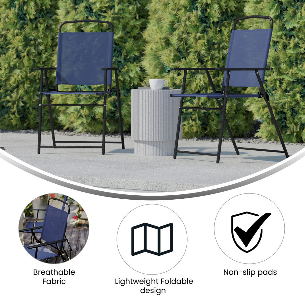 Mystic Patio Sling Chairs with Armrests Set of 2, Navy