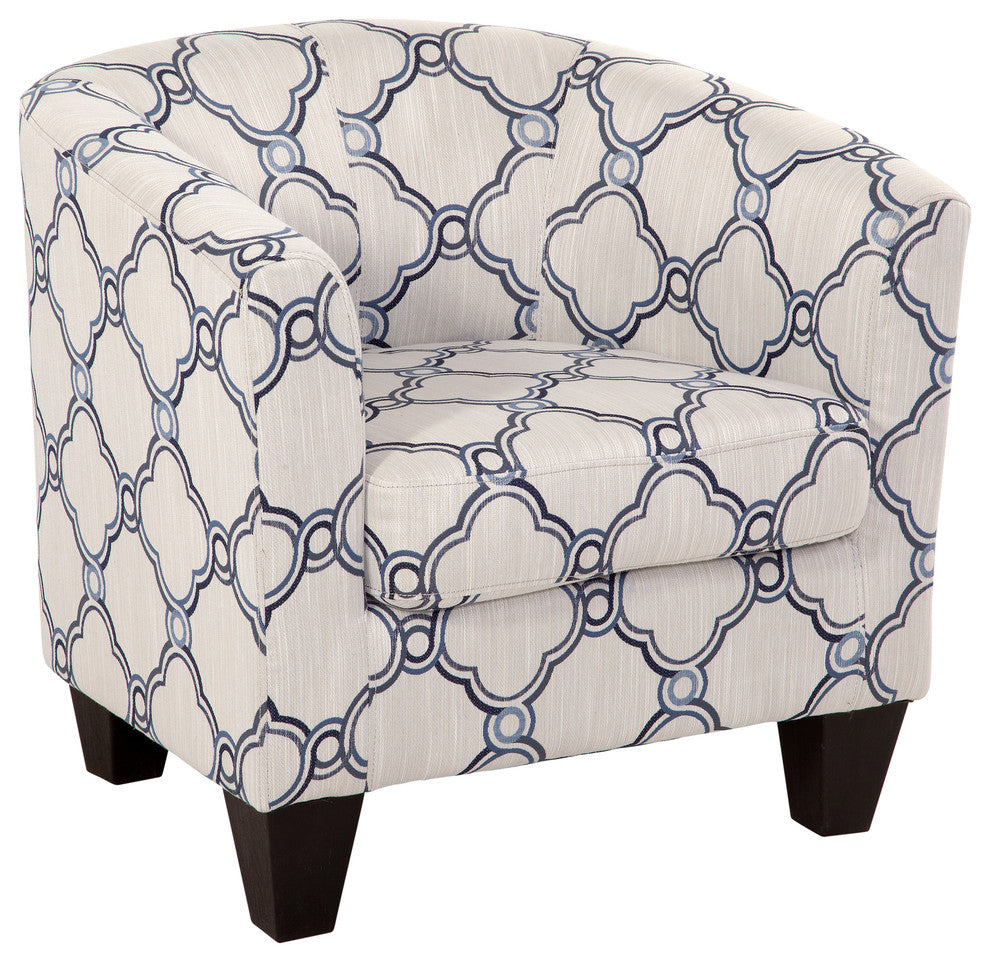 Grafton Home Enzo Upholstered Barrel Chair, Cirrus Sky Blue and Cream