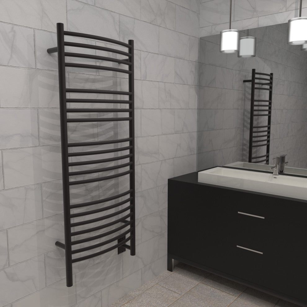 Jeeves Model D-Curved 20-Bar Hardwired Towel Warmer, Oil Rubbed Bronze