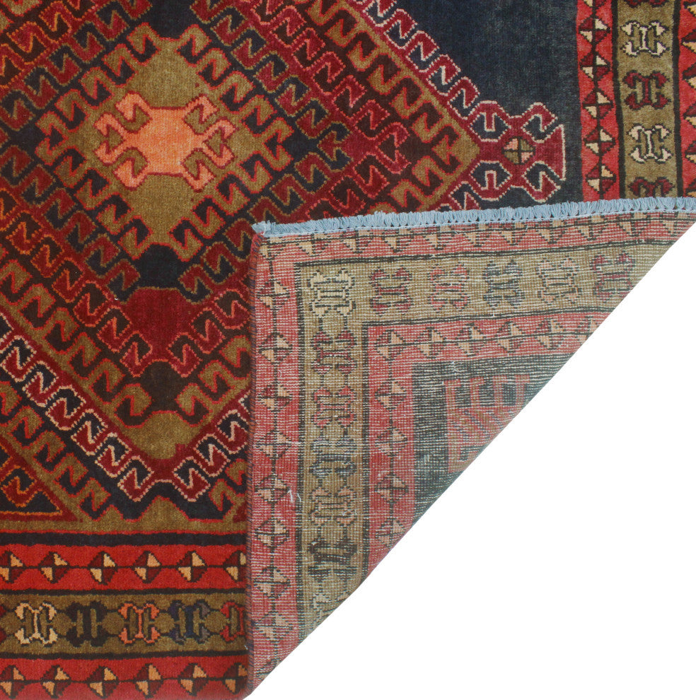 Fine Vintage Distressed Dastgir Burgundy/Charcoal Runner, 4'1x9'6