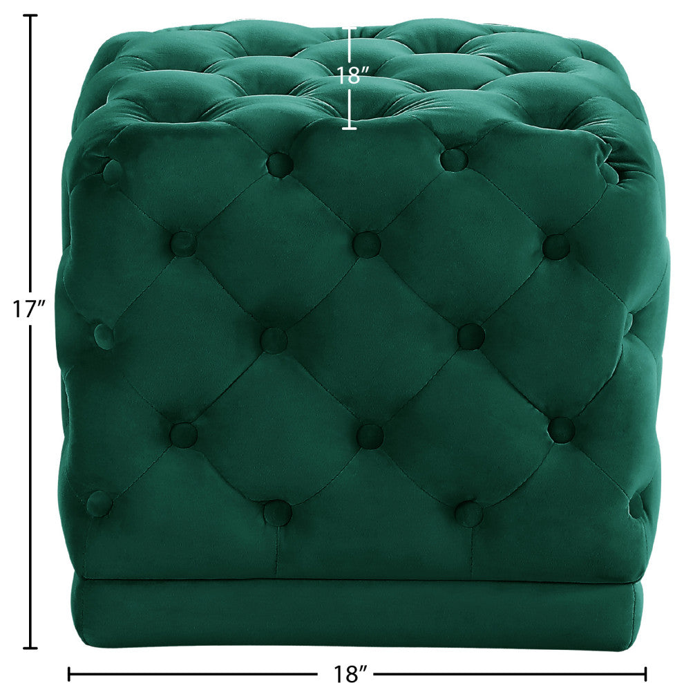 Stella Velvet Upholstered Ottoman/Stool, Green