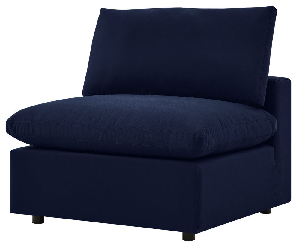 Modular Sectional Deep Sofa Chair Set, Sunbrella, Blue Navy, Outdoor Patio