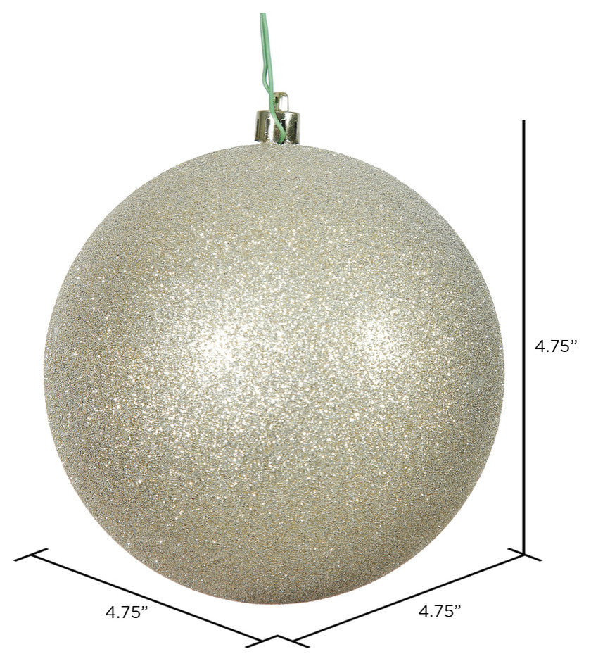 Vickerman N591238Dg 4.75" Champagne Glitter Ball Ornament, 4 Per Bag