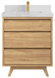 Madison Teak 30 Single Sink Bath Vanity in Light Natural 2" Calacatta Nuvo