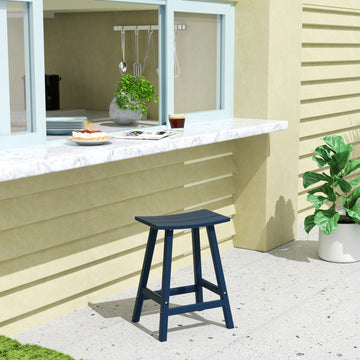 WestinTrends 24" Outdoor Patio Adirondack Plastic Counter Stool, Saddle Seat, Navy Blue