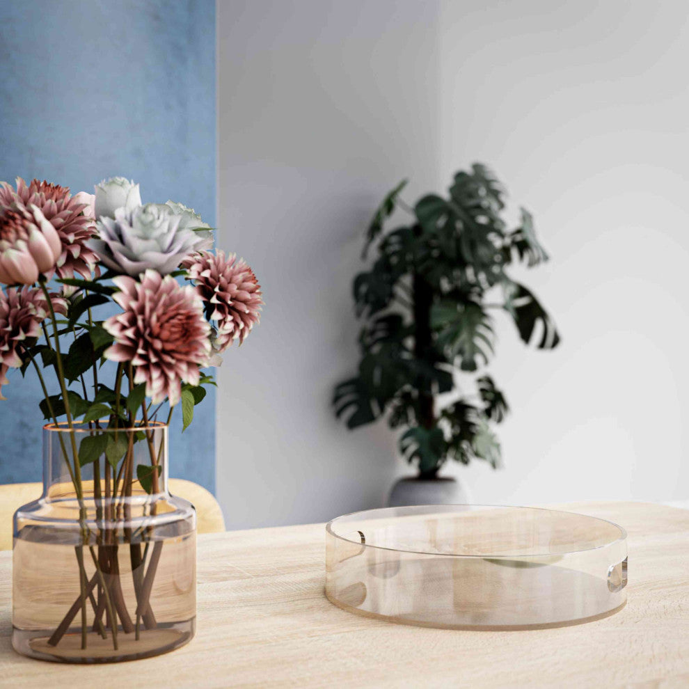 Cortesi Home Pyrite Acrylic Round Tray With Handles, 12"