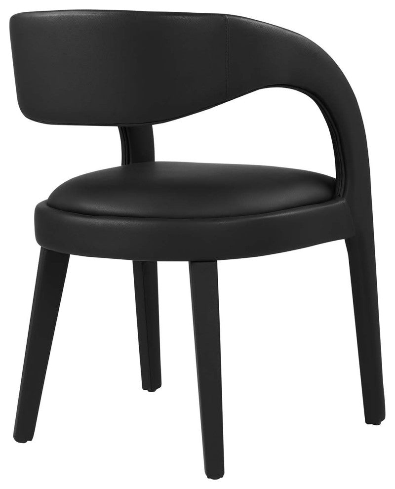 Pinnacle Vegan Leather Dining Chair Set of 2, Black
