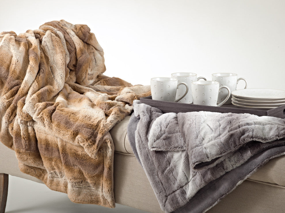 Animal Print Design Faux Fur Throw Blanket, Grey, 60"x80"