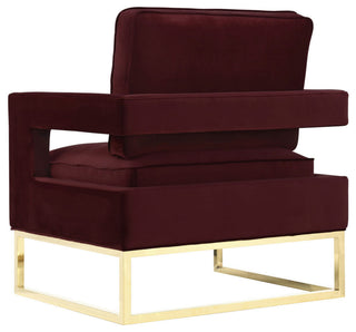 TOV Furniture Avery Maroon Velvet Chair With Polished Gold Base