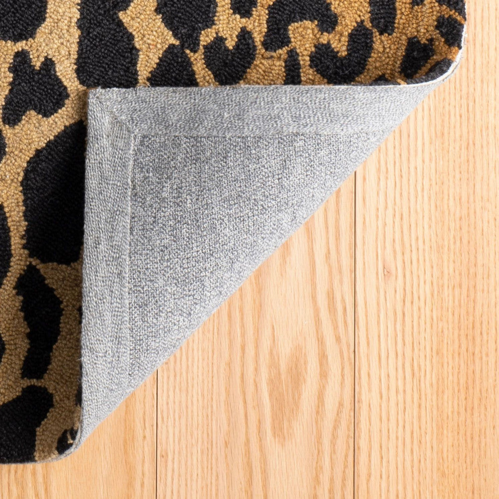 Dash & Albert Leopard Hand Micro Hooked Wool Rug, Brown, 3' x 5'