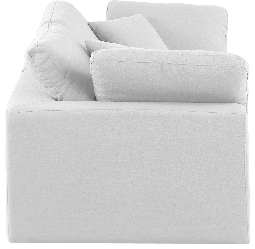 Comfy Upholstered Modular Sofa, White, 2-Piece: 2 Corner Chair, Linen Textured Fabric