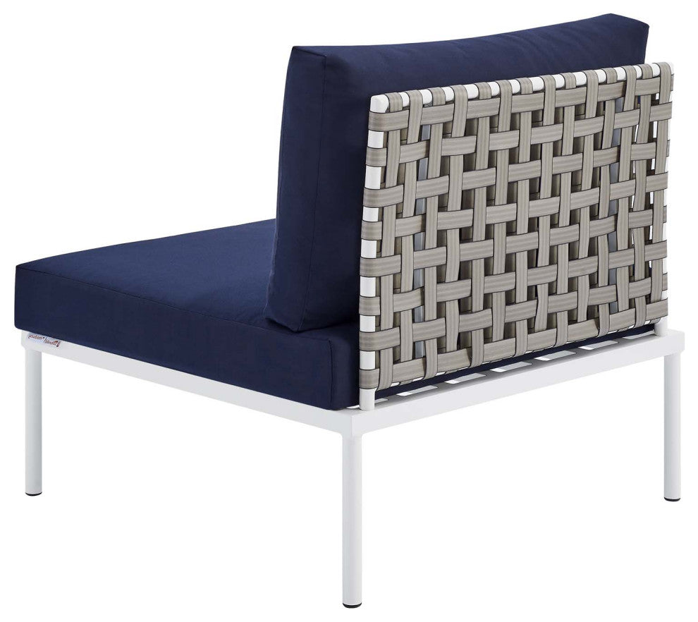 Sofa Middle Chair, Sunbrella, Aluminum, Metal, Blue Navy, Modern, Outdoor Patio