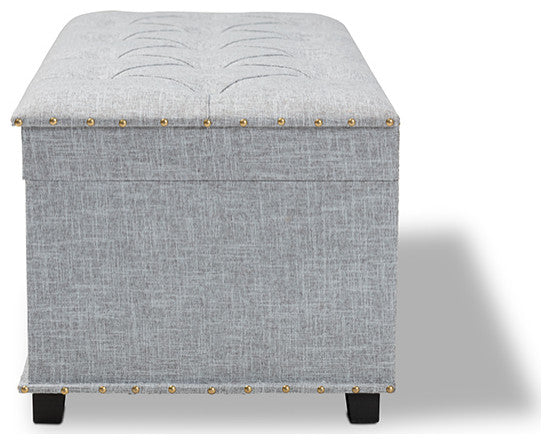 Kyra Modern and Contemporary Grey Fabric Upholstered Storage Trunk Ottoman