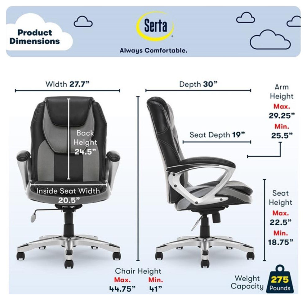 Serta Amplify Executive Office Chair Gray