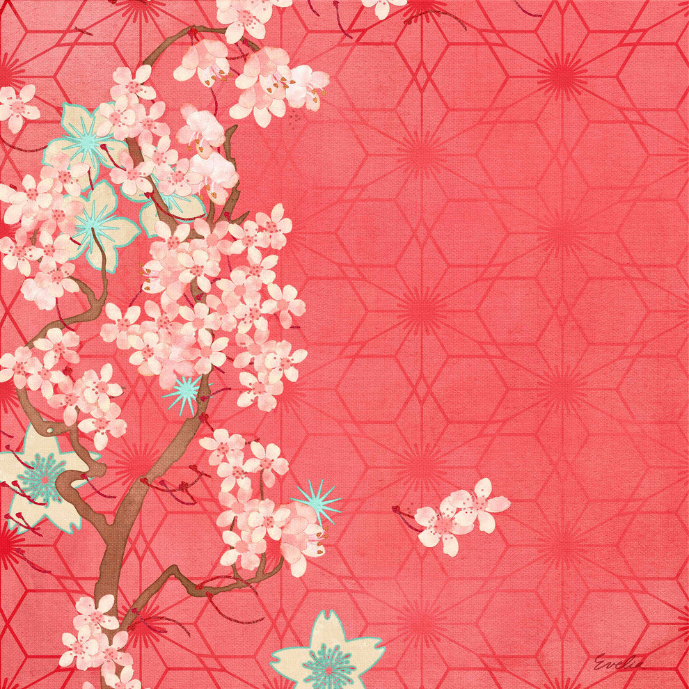 "December Cherry Blooms" Painting Print on Canvas by Evelia