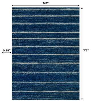 Williamsburg Minimalist Stripe Rug, Navy/Cream, 4 Ft. X 6 Ft.