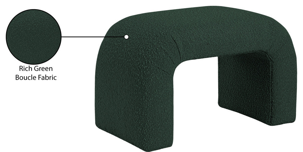 Niagara Boucle Fabric Upholstered Bench, Green, 28" Wide