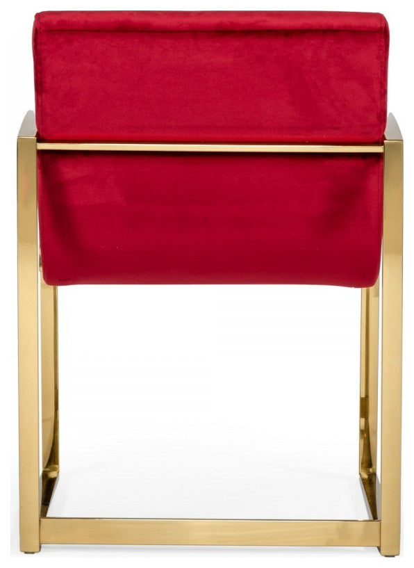 32" Lux Red Velvet and Gold Armchair