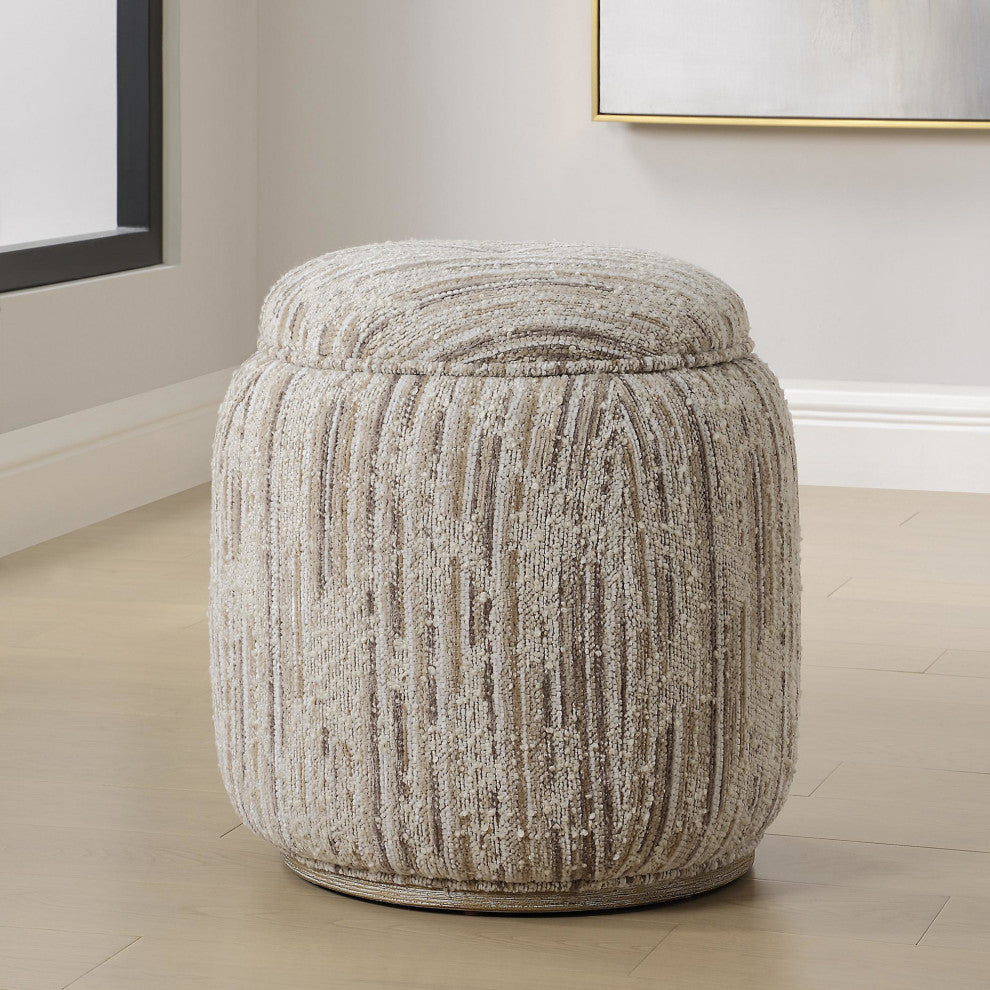 Uttermost 23876 Dialogue 18"W Pouf - Tan / Brown