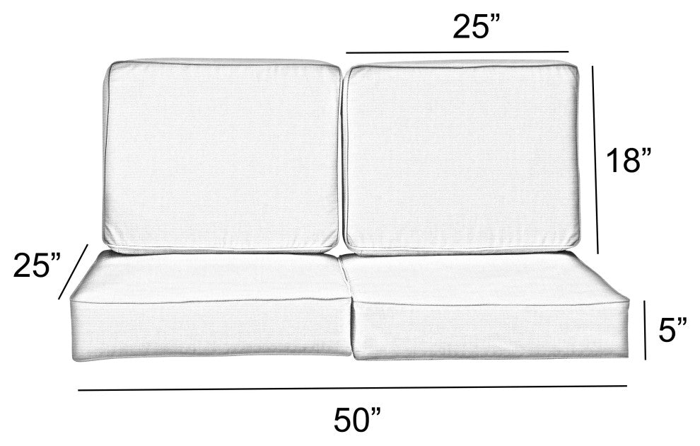 Sorra Home Preview Lagoon Deep Seating Loveseat Cushion Set, 25"x25"x5"