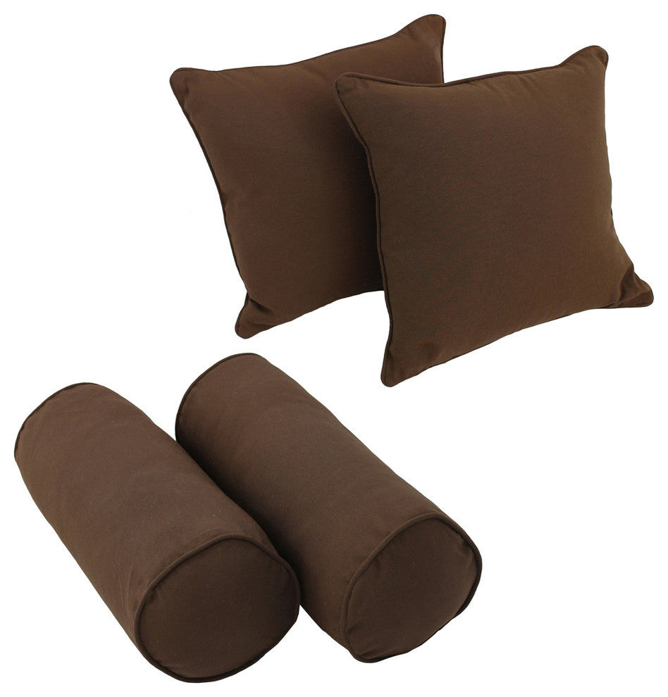 Solid Twill Throw Pillows With Inserts, 4-Piece Set, Chocolate