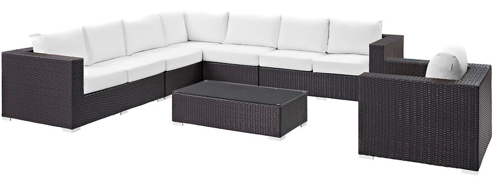 Espresso White Convene 7-Piece Outdoor Patio Sectional Set
