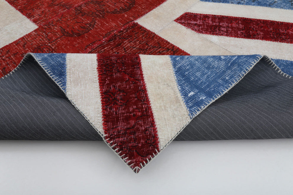 Rug N Carpet - Handwoven Turkish 5' 8'' x 7' 11'' Flag Patchwork Rug