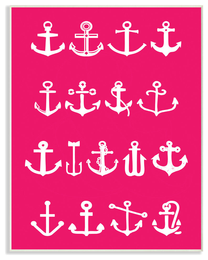 'Neon Anchors', Wall Plaque, 10"x0.5"x15"