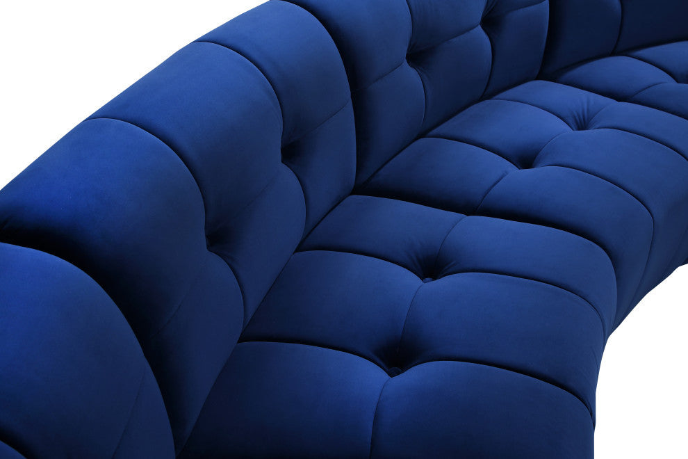 Limitless Velvet Upholstered 9-Piece Modular Sectional, Navy
