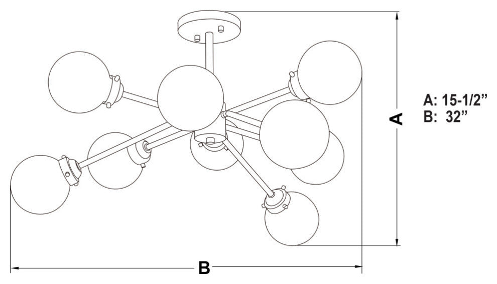 Vaxcel Lighting C0238 Orbit 9 Light 32"W Semi-Flush Ceiling - Oil Rubbed Bronze