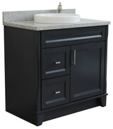 37" Single Sink Vanity, Dark Gray Finish With Gray Granite