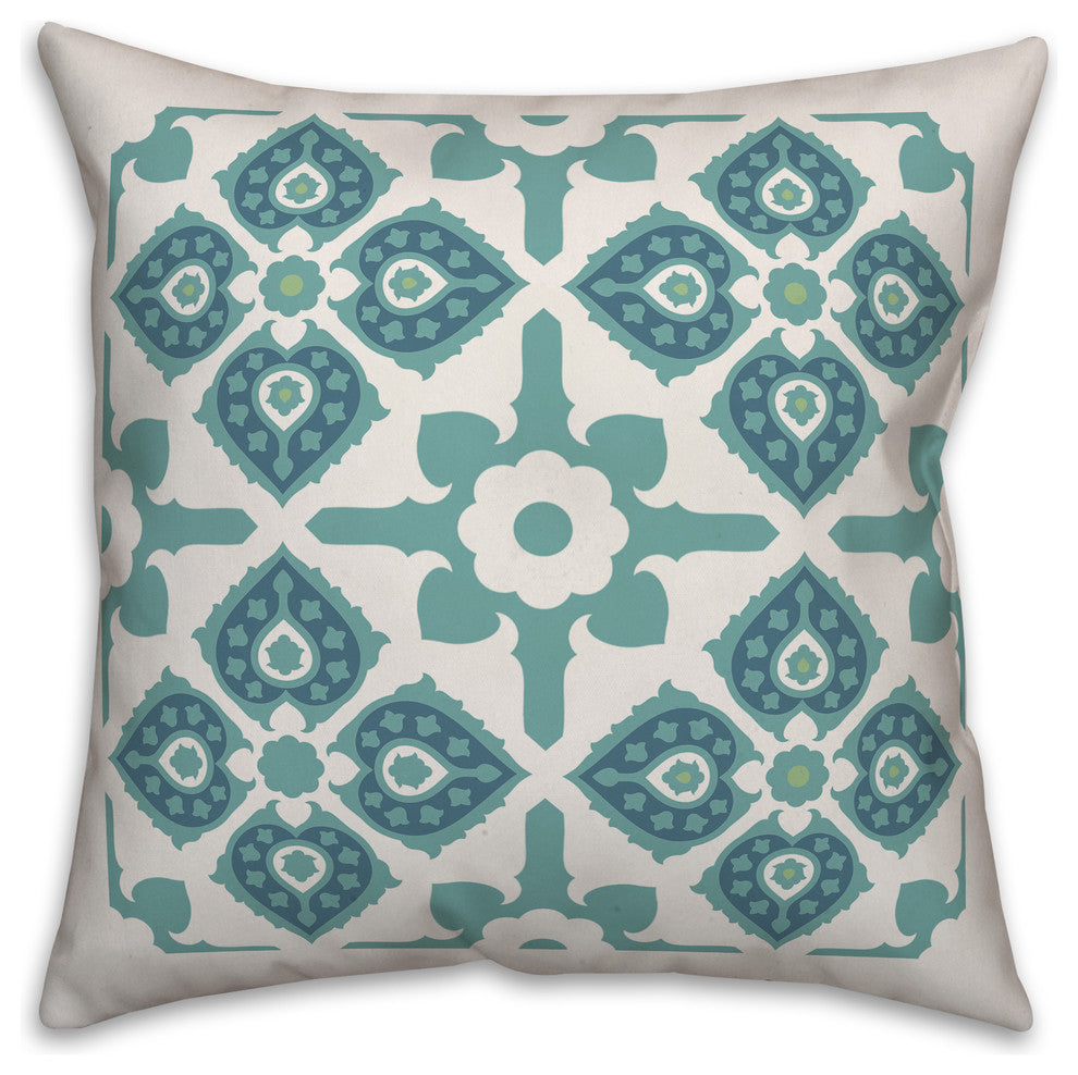 Blue Graphic Tile 20x20 Throw Pillow