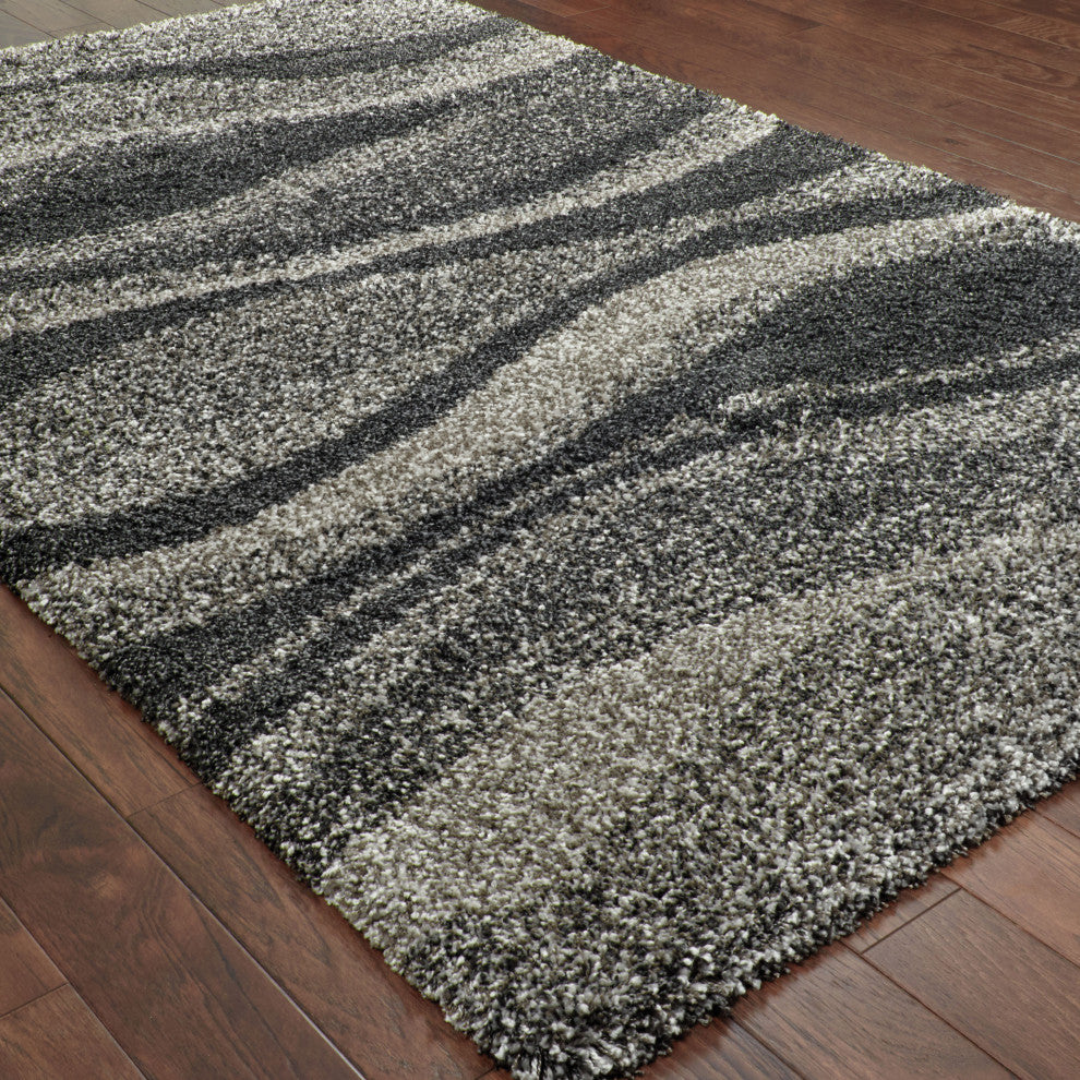 Hartley Shadow Waves Gray and Charcoal Area Rug, 9'10"x12'10"