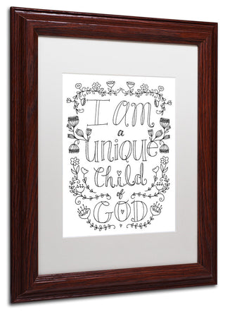 Elizabeth Caldwell 'Unique Child of God' Art, Wood Frame, White Mat, 11x14