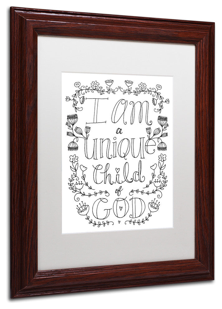 Elizabeth Caldwell 'Unique Child of God' Art, Wood Frame, White Mat, 11x14