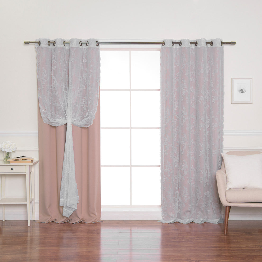 Rose Sheers and Blackout Curtains, Dusty Pink, 52"x96"