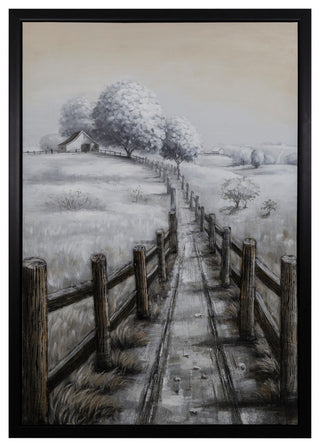 'Country Road I Wall Art Hand Painted on Canvas framed With 3D elements