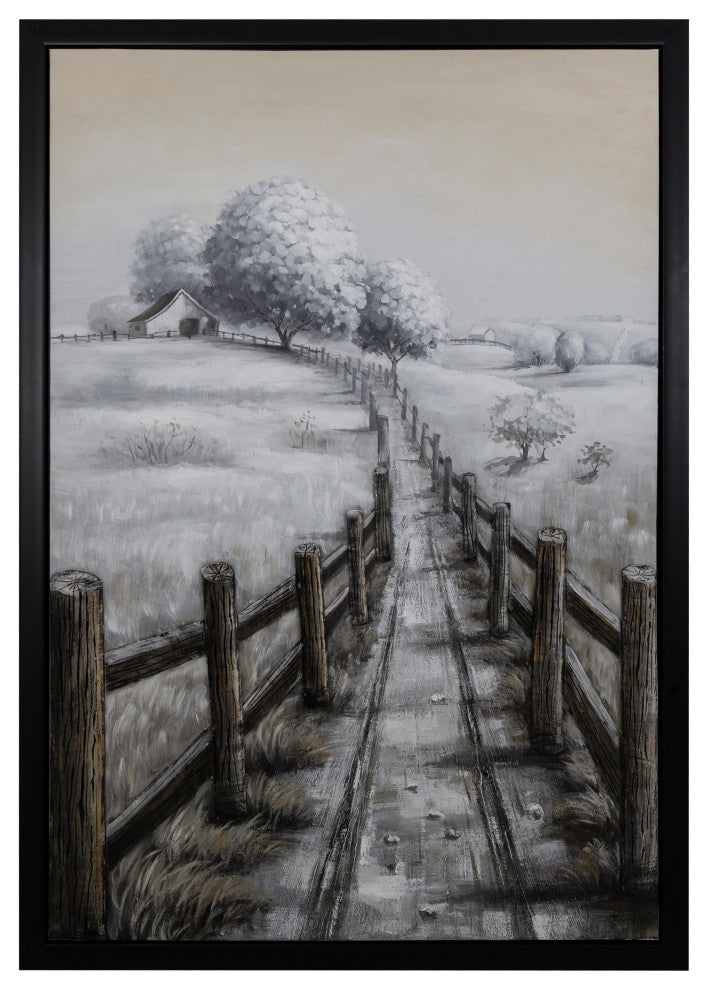 'Country Road I Wall Art Hand Painted on Canvas framed With 3D elements