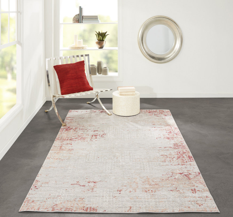 Momeni Genevieve Polyester Area Rug, Red, 2'2" X 7'7" Runner